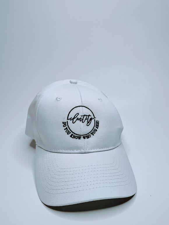 White Identity Six-Panel Structured Twill Hat